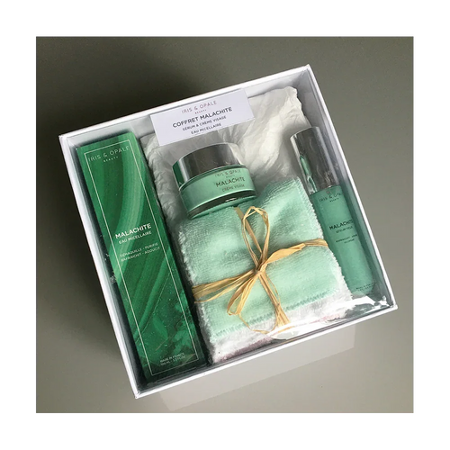 Coffret Rituel Malachite : Trio Éclat & Protection (Sérum, Crème & Eau Micellaire) – Iris & Opale - MonSoinBienEtre