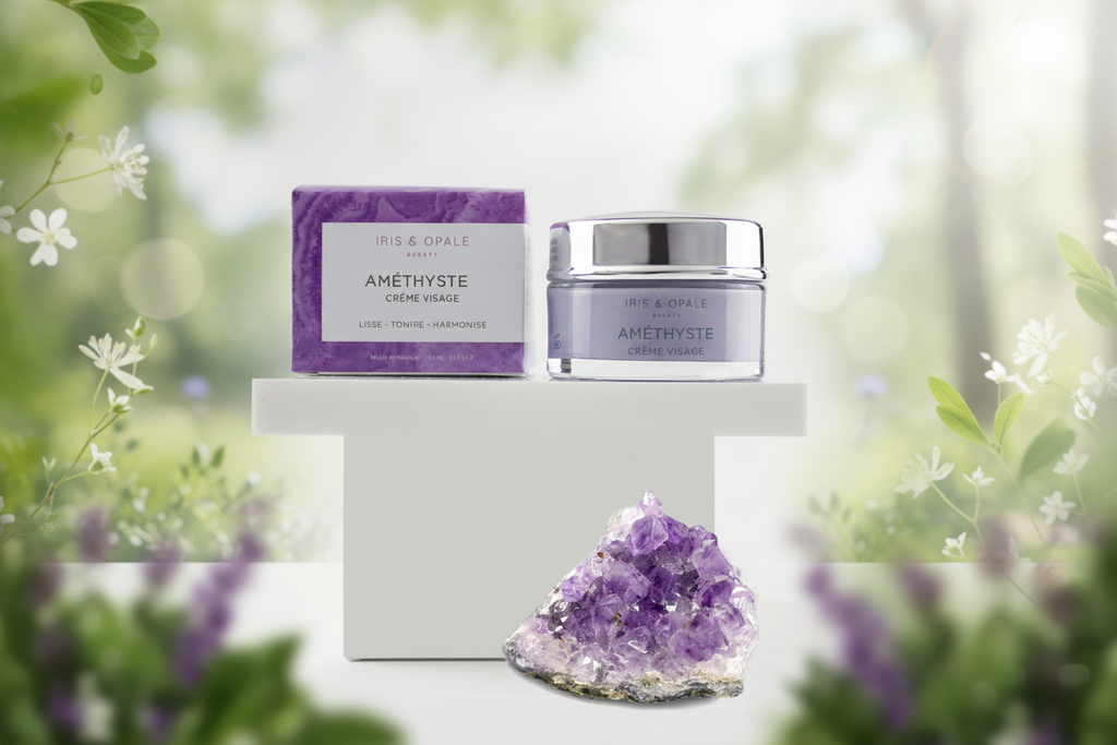 Crème Visage Améthyste — Soin Apaisant, Anti-Âge & Après-Rasage — Iris & Opale