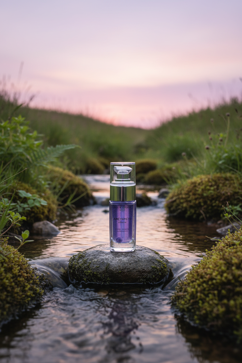 Pierre d'améthyste sur fond blanc