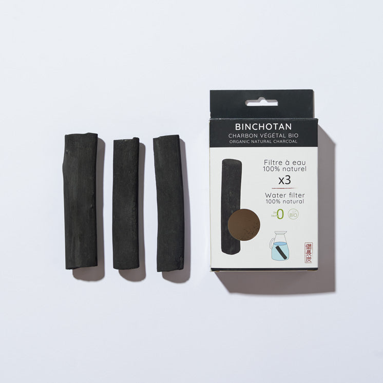 Lot de 3 Charbons Binchotan bio filtre à eau naturel très bien pour les baroudeur